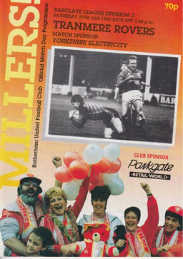 Rotherham United v Tranmere Rovers Match Programme 1990-01-27